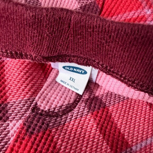 Old Navy Elastic Waist Pink Plaid Thermal Knit Pajama Pants Loungewear Size XXL - Picture 7 of 11